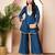 Blue solid silk blend co ord set