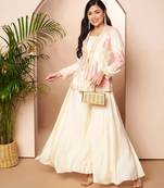 Off white printed chanderi co ord set