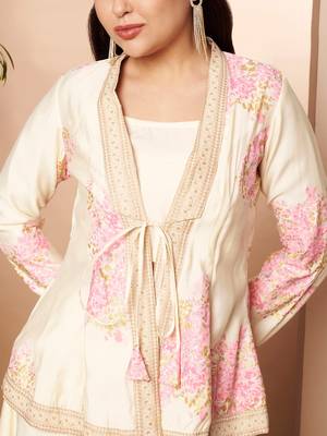 Off white printed chanderi co ord set 2