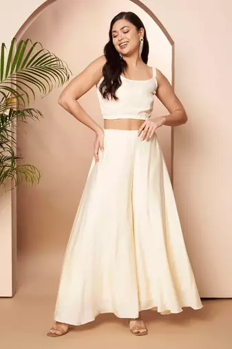 Off white printed chanderi co ord set
