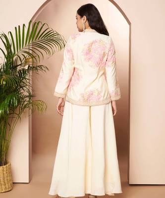 Off white printed chanderi co ord set 5