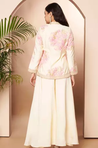 Off white printed chanderi co ord set