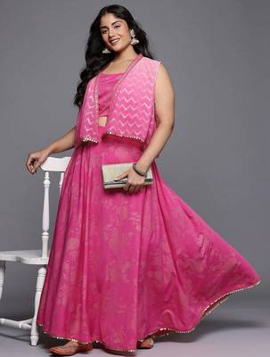 Pink printed polyester co ord set 1