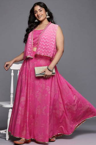 Pink printed polyester co ord set