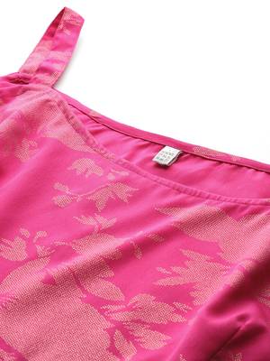 Pink printed polyester co ord set 3