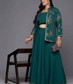 Green printed crepe co ord set