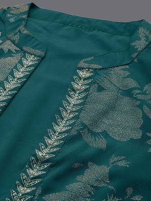 Green printed crepe co ord set 3