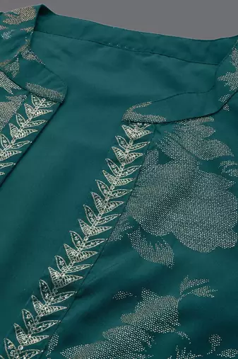 Green printed crepe co ord set