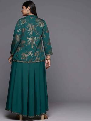 Green printed crepe co ord set 5