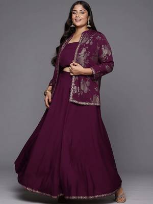 Burgundy printed crepe co ord set 1