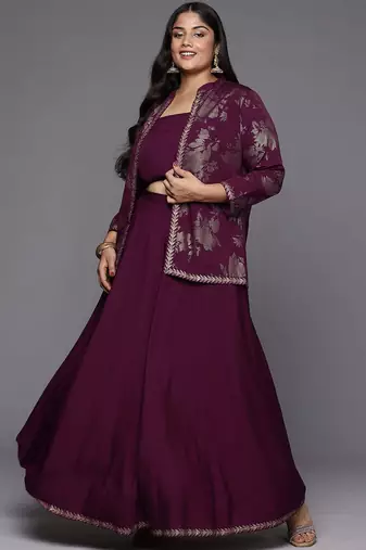 Burgundy printed crepe co ord set