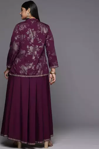 Burgundy printed crepe co ord set