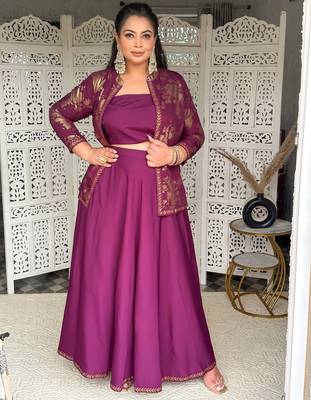 Burgundy printed crepe co ord set 3