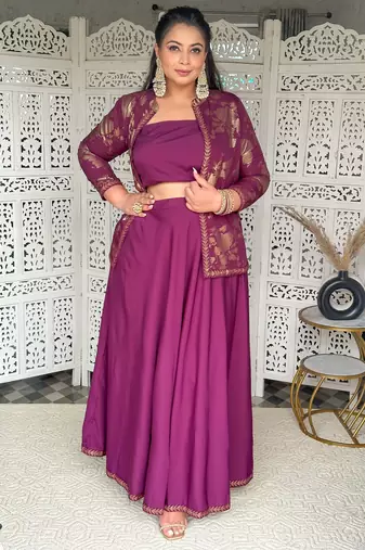 Burgundy printed crepe co ord set