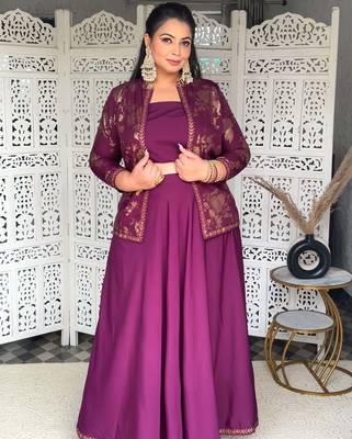 Burgundy printed crepe co ord set 5