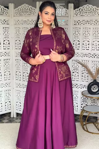 Burgundy printed crepe co ord set
