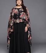 Black printed crepe ethnic dresses