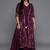 Burgundy printed crepe ethnic dresses