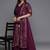 Burgundy printed crepe ethnic dresses