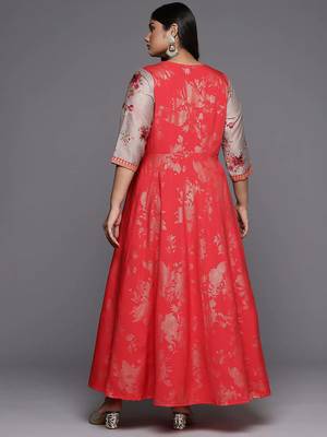 Red printed crepe ethnic dresses 2