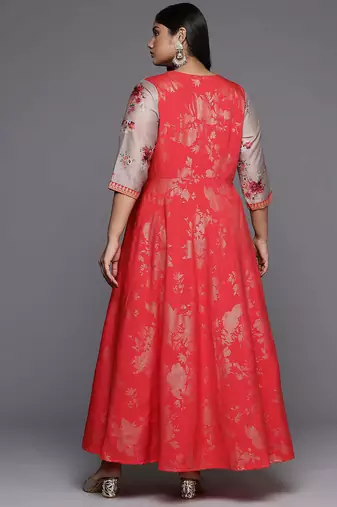 Red printed crepe ethnic dresses