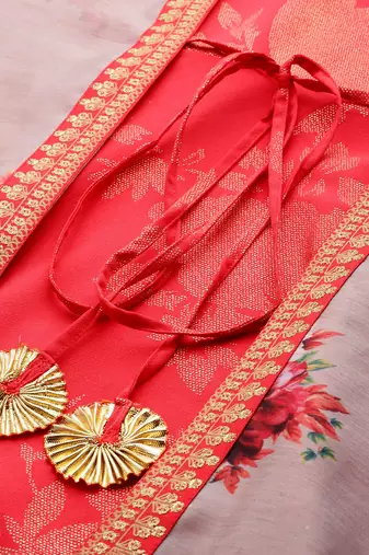 Red printed crepe ethnic dresses