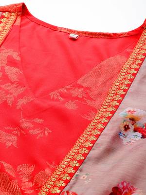Red printed crepe ethnic dresses 5