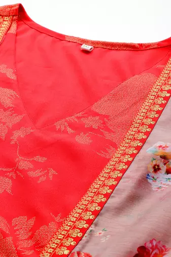 Red printed crepe ethnic dresses