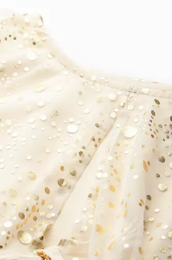 Off white printed crepe ethnic dresses