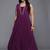 Purple embroidered georgette ethnic dresses