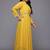 Mustard printed georgette ethnic dresses