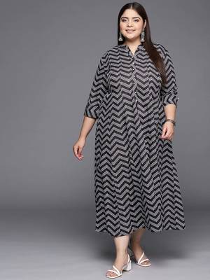Black printed crepe ethnic dresses 2