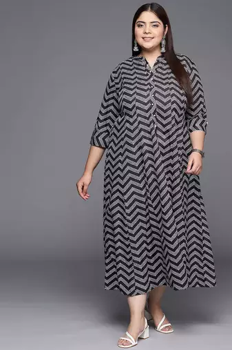 Black printed crepe ethnic dresses