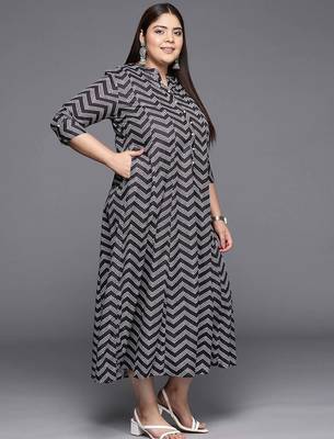 Black printed crepe ethnic dresses 3