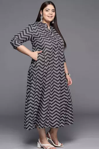Black printed crepe ethnic dresses