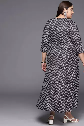 Black printed crepe ethnic dresses