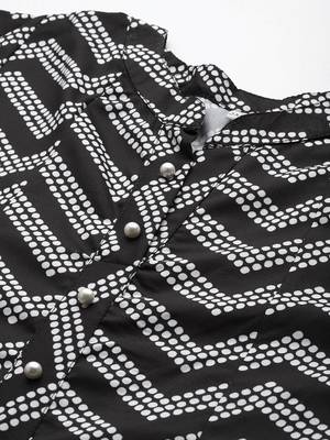 Black printed crepe ethnic dresses 5
