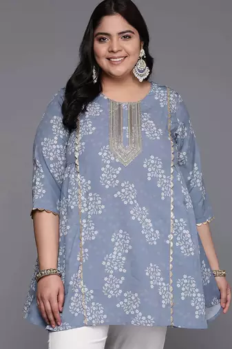 Grey printed crepe tunics