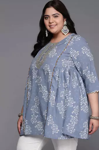 Grey printed crepe tunics