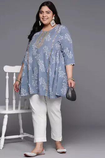 Grey printed crepe tunics