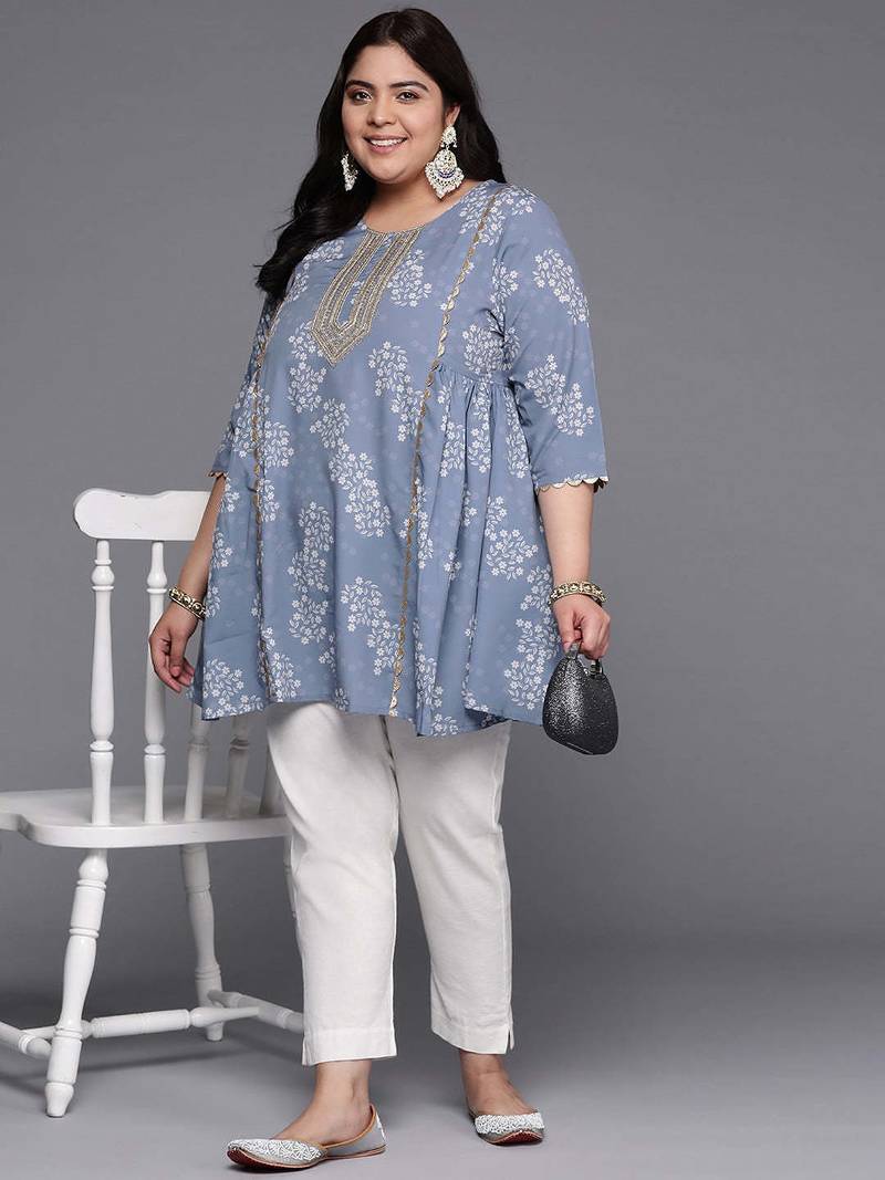 Grey printed crepe tunics