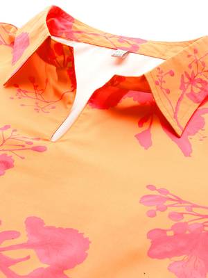 Orange printed polyester co ord set 3