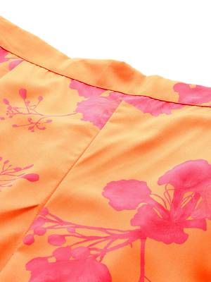 Orange printed polyester co ord set 4