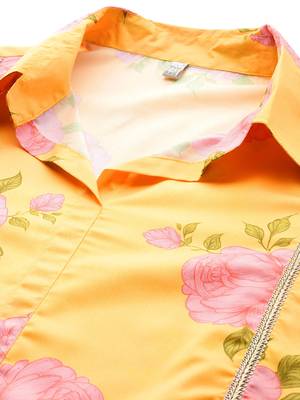 Yellow printed polyester co ord set 3