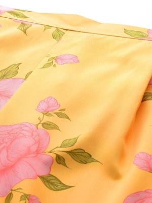 Yellow printed polyester co ord set 4