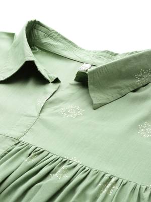 Green printed viscose rayon co ord set 2