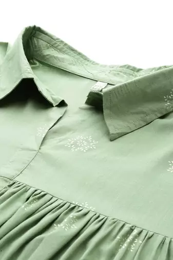 Green printed viscose rayon co ord set