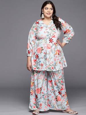 Grey printed crepe co ord set 1
