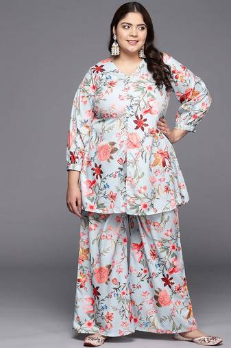 Grey printed crepe co ord set