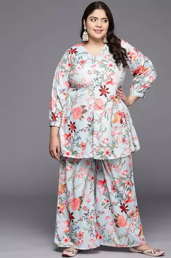 Grey printed crepe co ord set